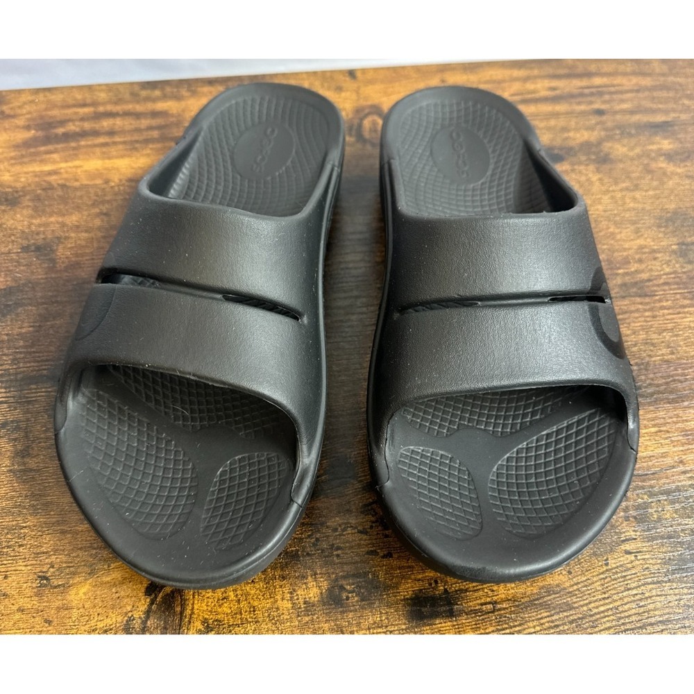 OOFOS OOahh Recovery Slides Matte Black Slip On Sandals Women's 9 Men's 7 EU 40 - Picture 5 of 12